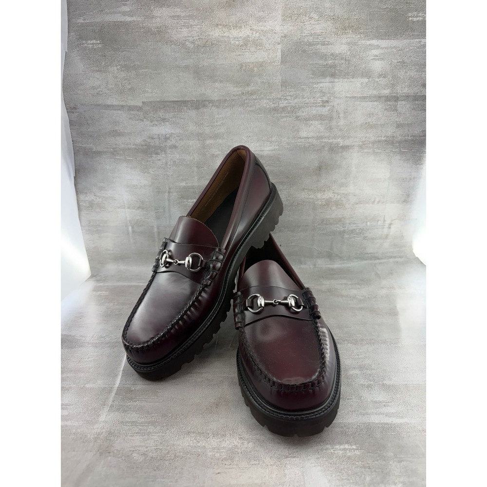 GH Bass Weejuns Larson Bit Lug Loafers Wine Leather Men Sz 10.5 BA11530 ONN